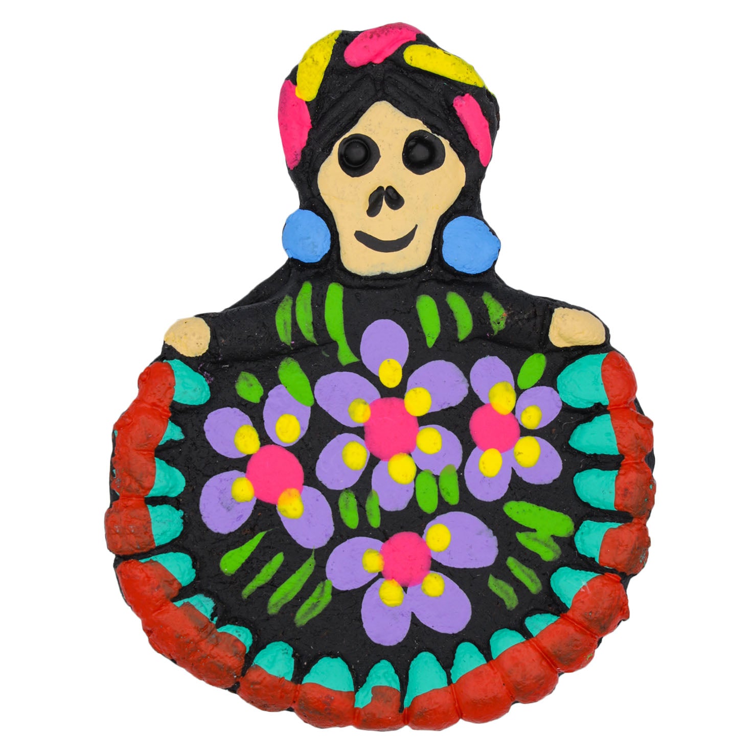 Clay Calavera Skull Folklorico Dancer Magnet