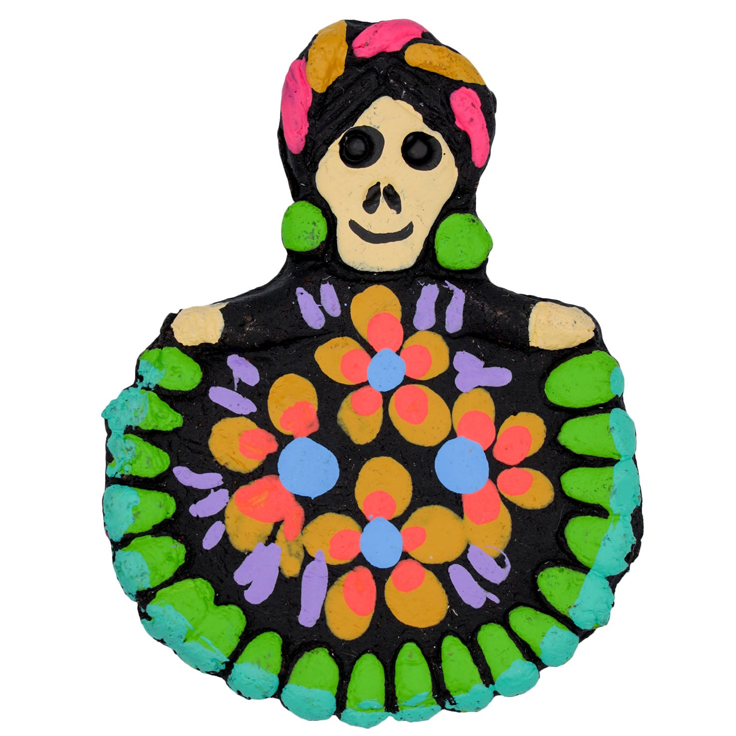 Clay Calavera Skull Folklorico Dancer Magnet