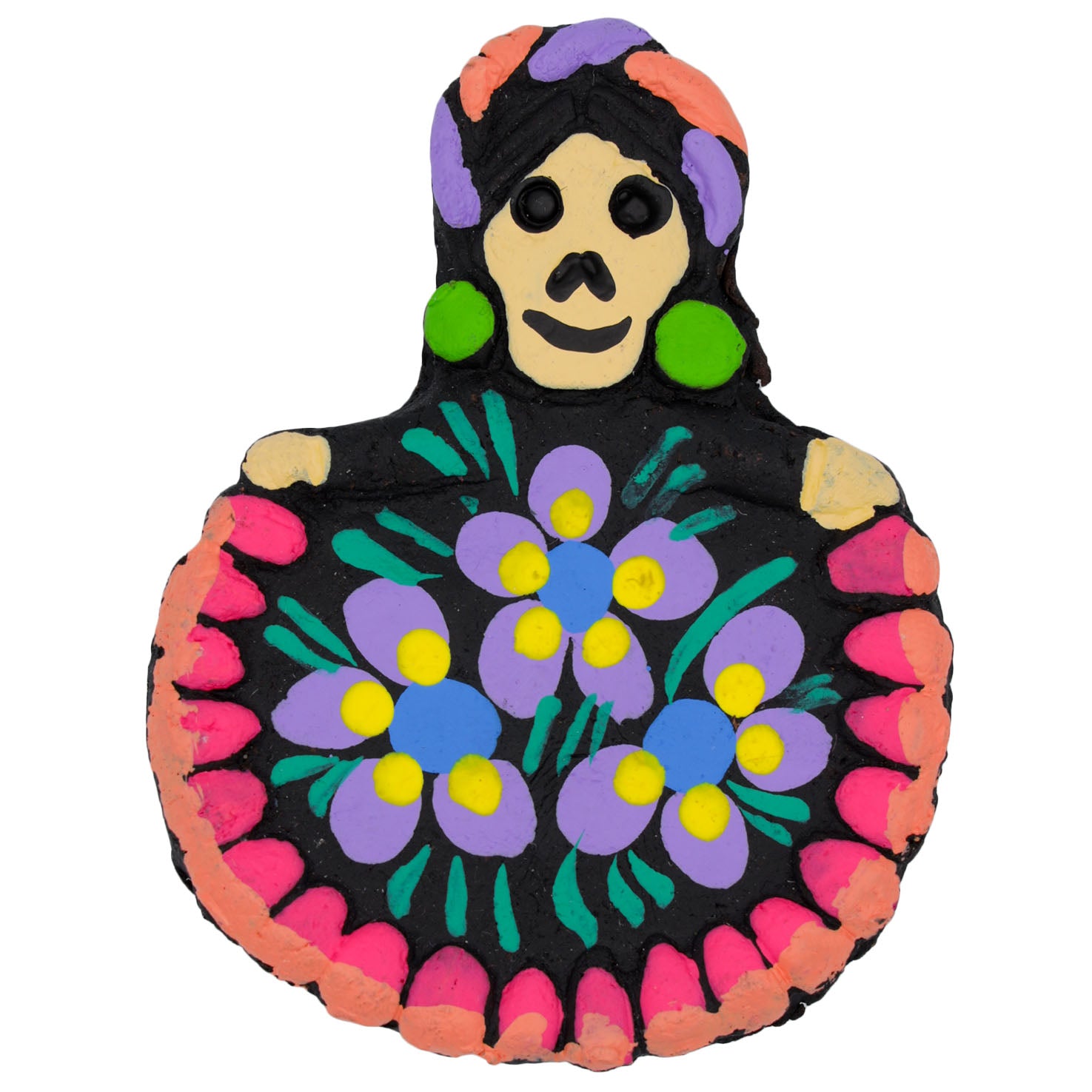 Clay Calavera Skull Folklorico Dancer Magnet