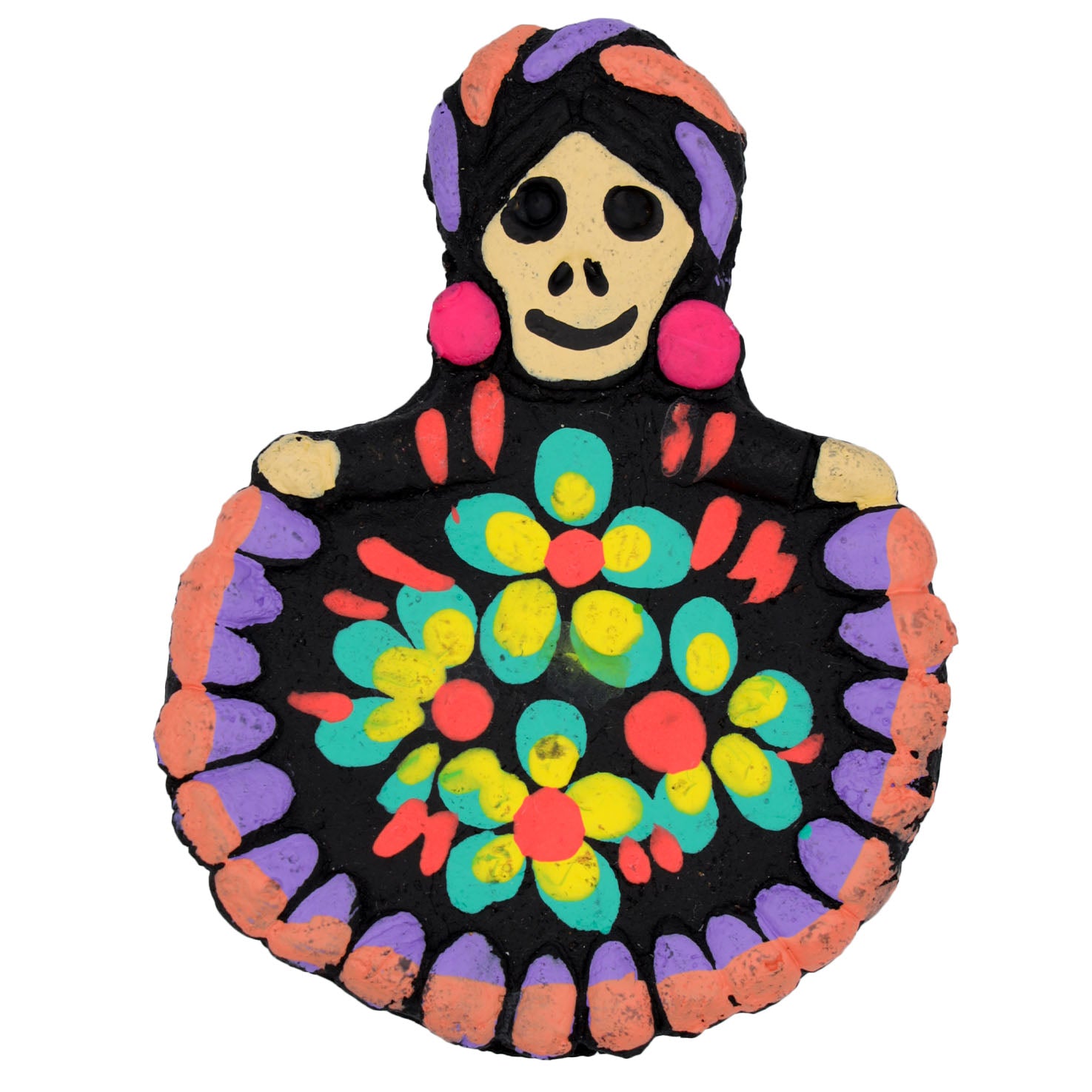 Clay Calavera Skull Folklorico Dancer Magnet