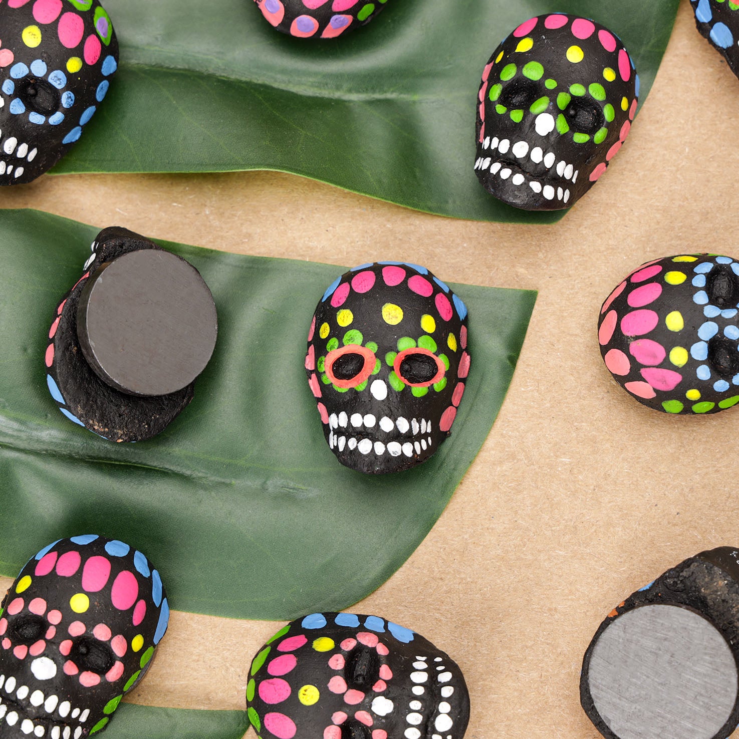 Mini Clay Black Sugar Skull Magnet