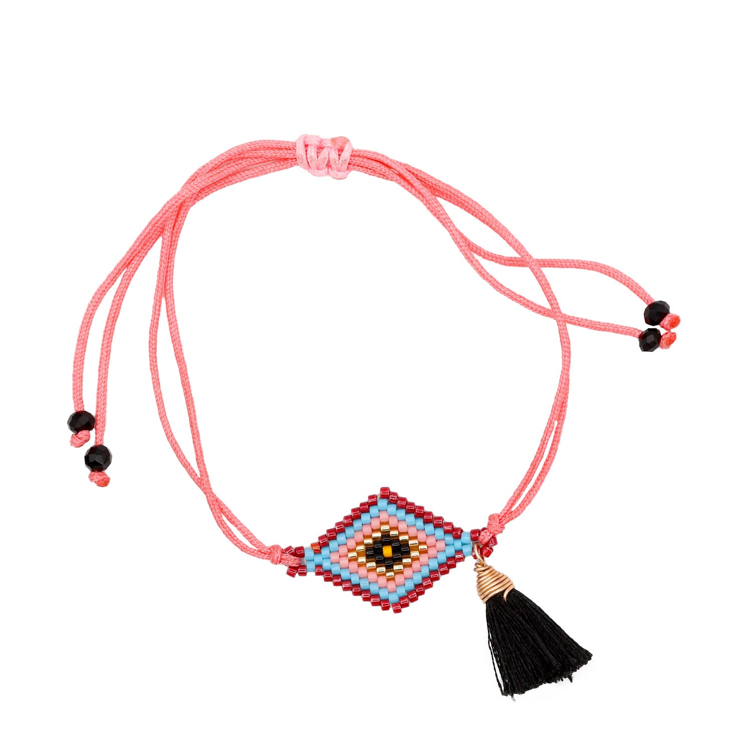 Ojo de Dios Wixárika Beaded Adjustable Bracelet