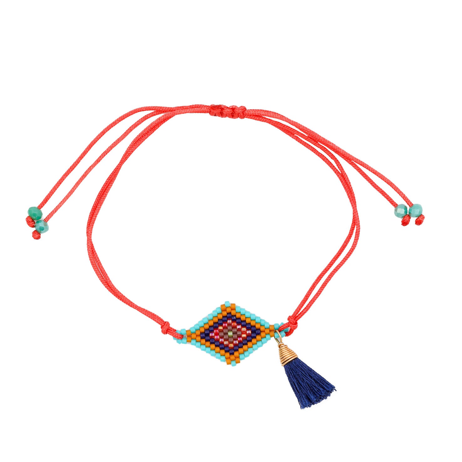 Ojo de Dios Wixárika Beaded Adjustable Bracelet