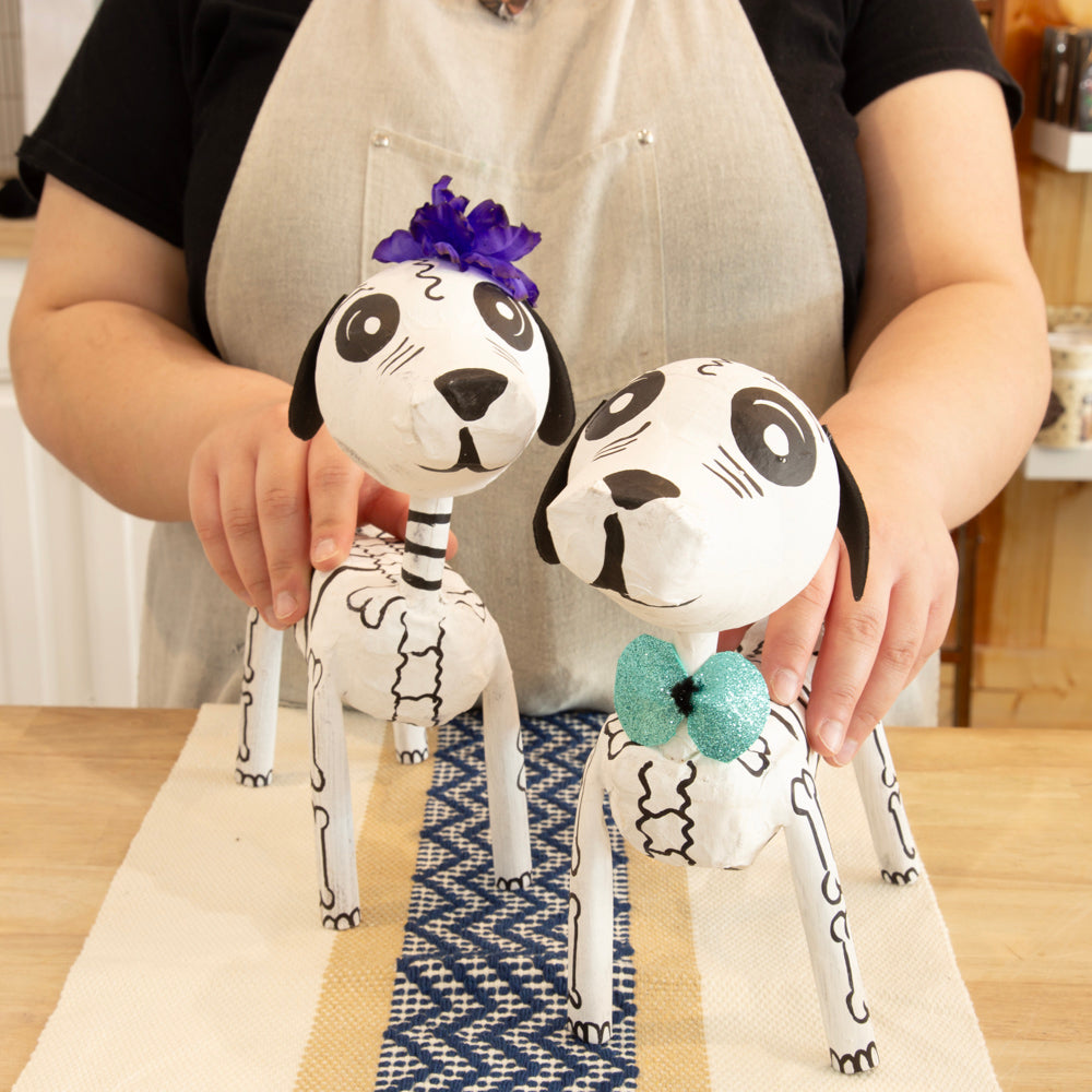 Perrito Calavera 11’’ Papier Mache Skeleton