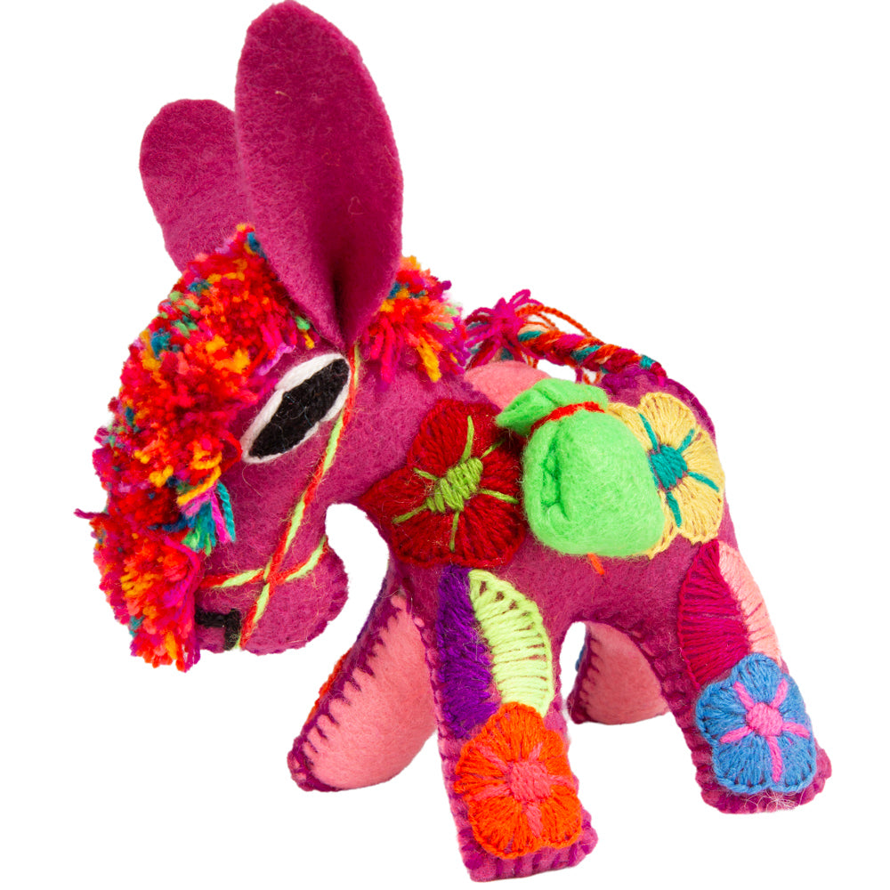 Donkey Hand-Embroidered Stuffed Animal