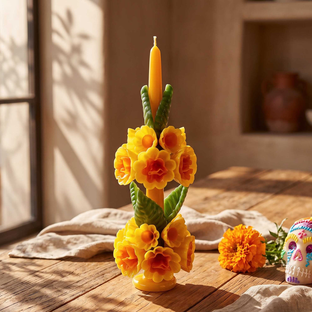 Flores de Teotitlán Tall Carnation Candle
