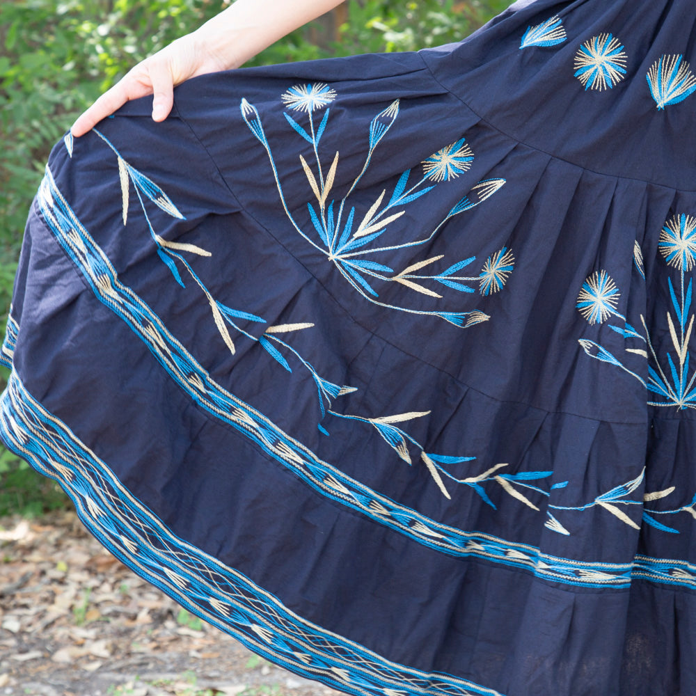 Xi Embroidered Blue Midi/Maxi Dress