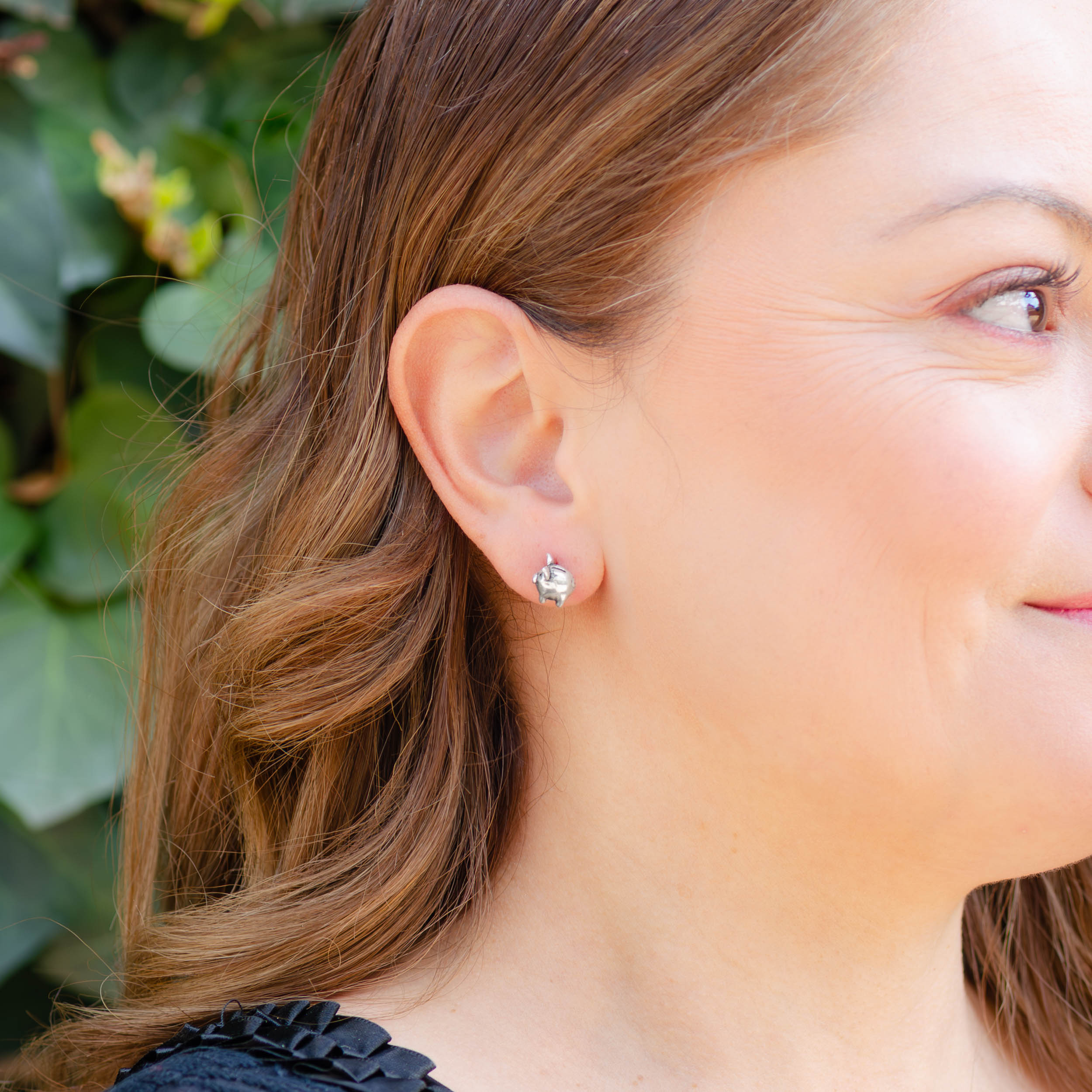 Sterling Silver Mini Piggy Earrings