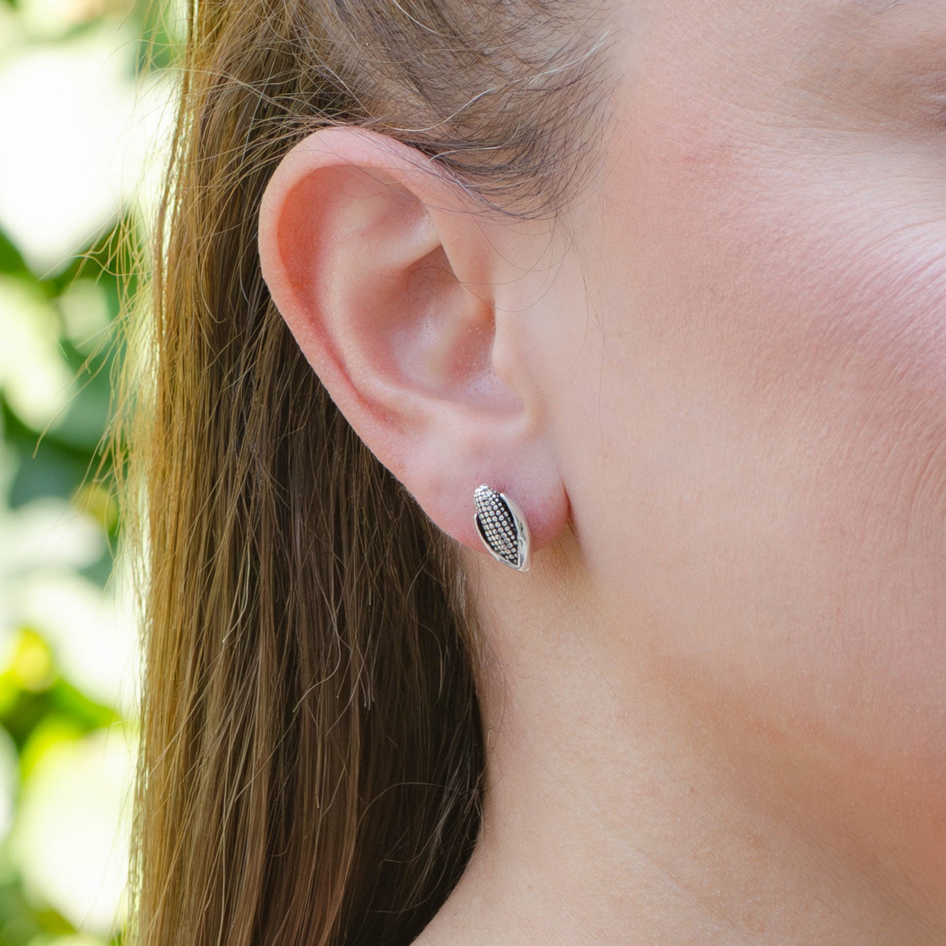 Sterling Silver Corn Earrings