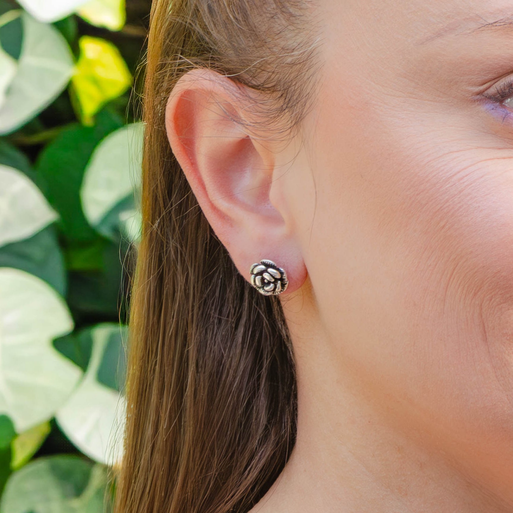 Sterling Silver Small Rose Earrings