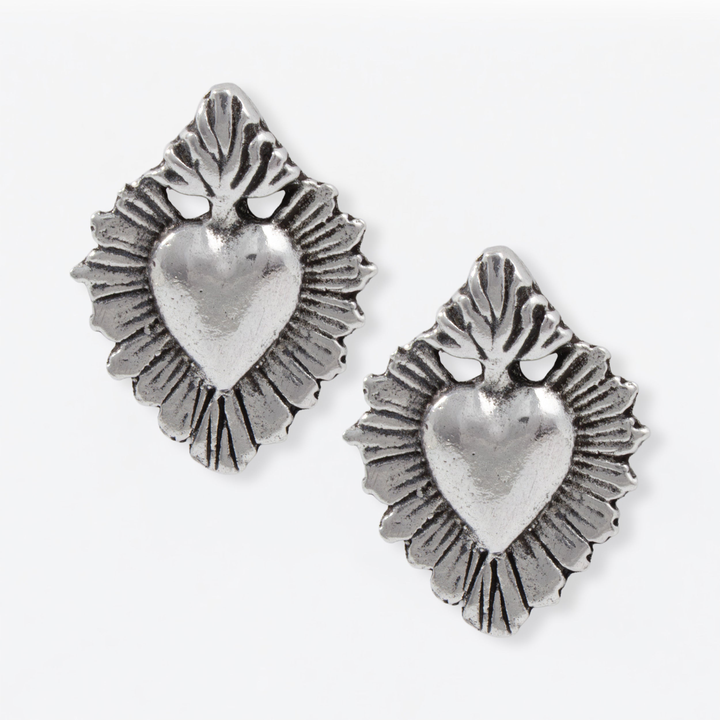 Sterling Silver Corazón Sagrado Earrings