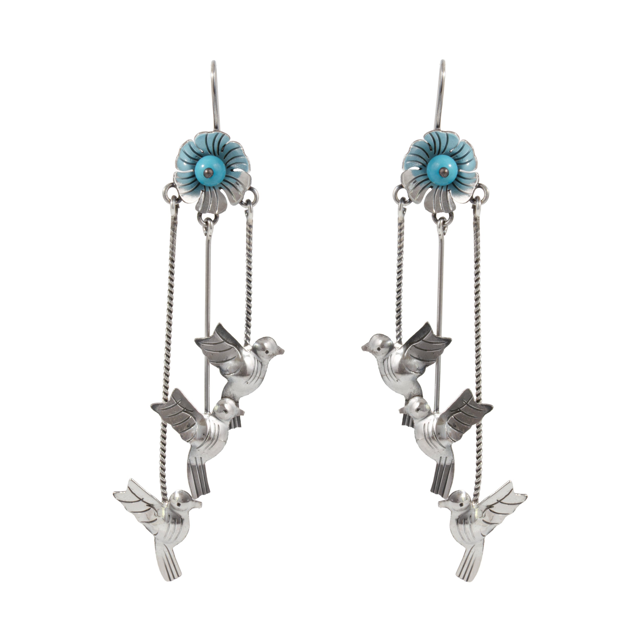 Sterling Silver Vuelo de Amor Mazahua Earrings