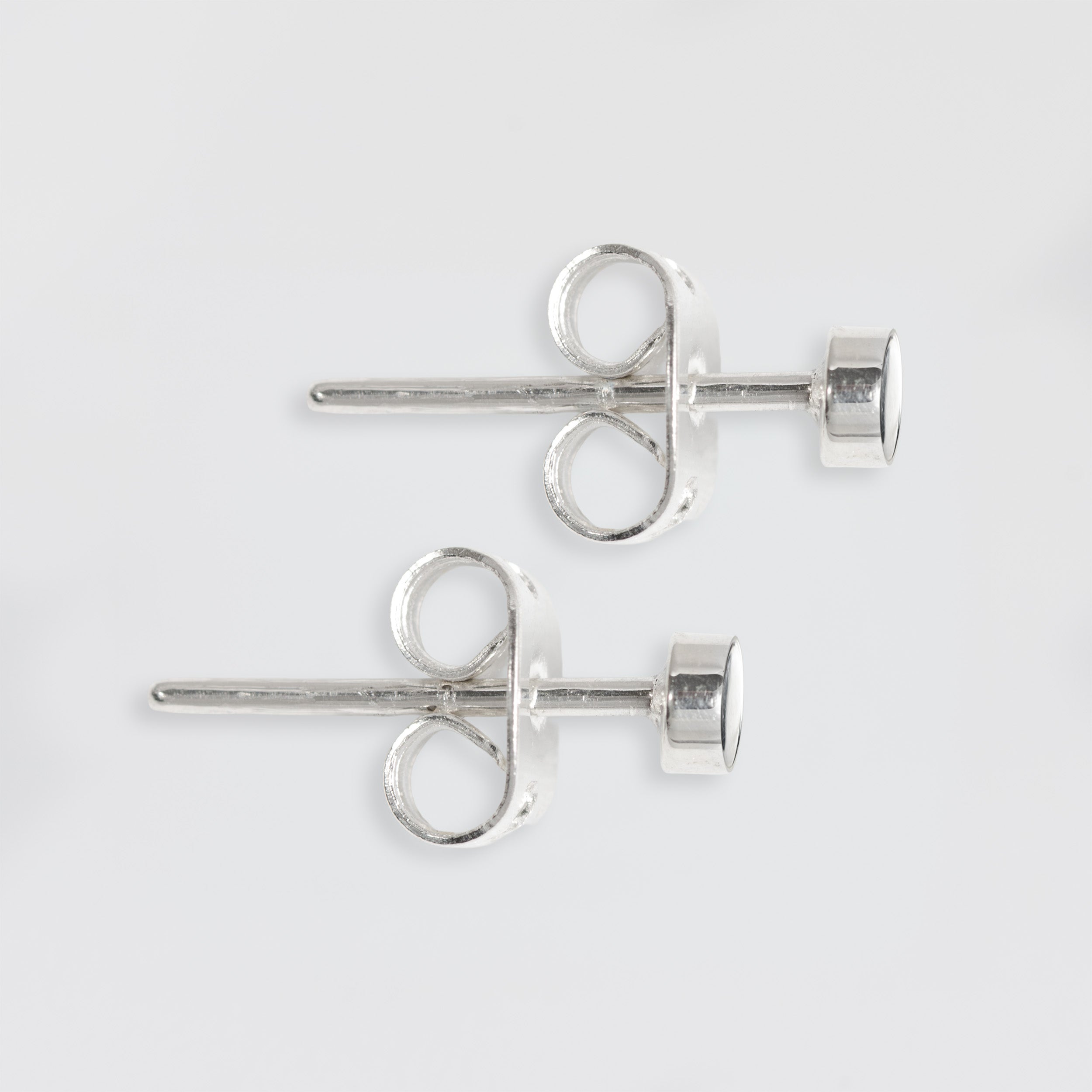 Sterling Silver Point Circle Stud Earrings