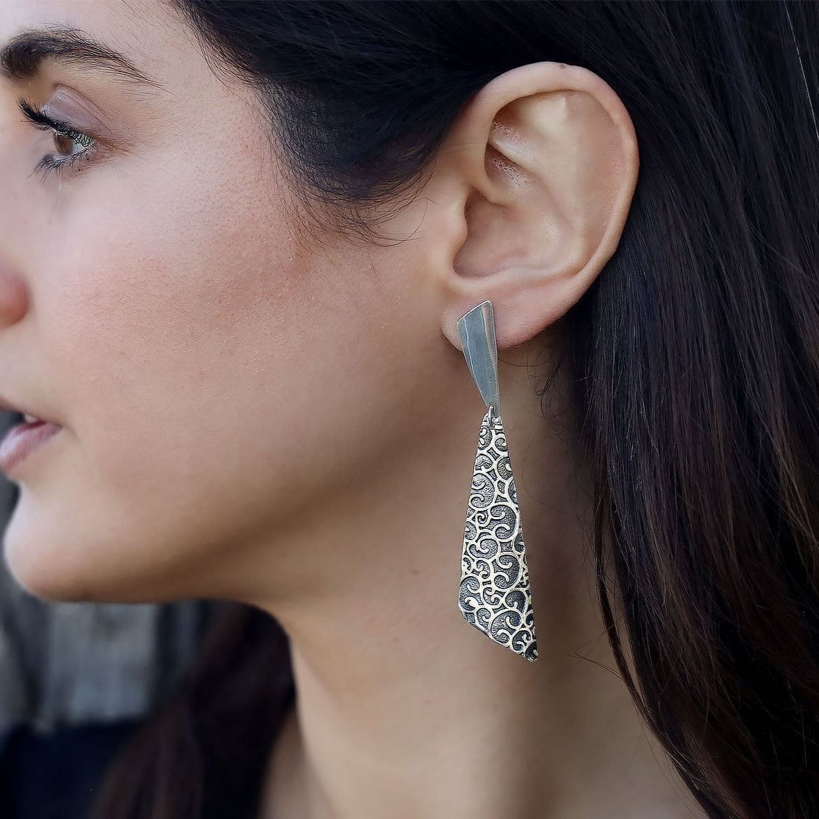 Sterling Silver Deep Baroque Earrings