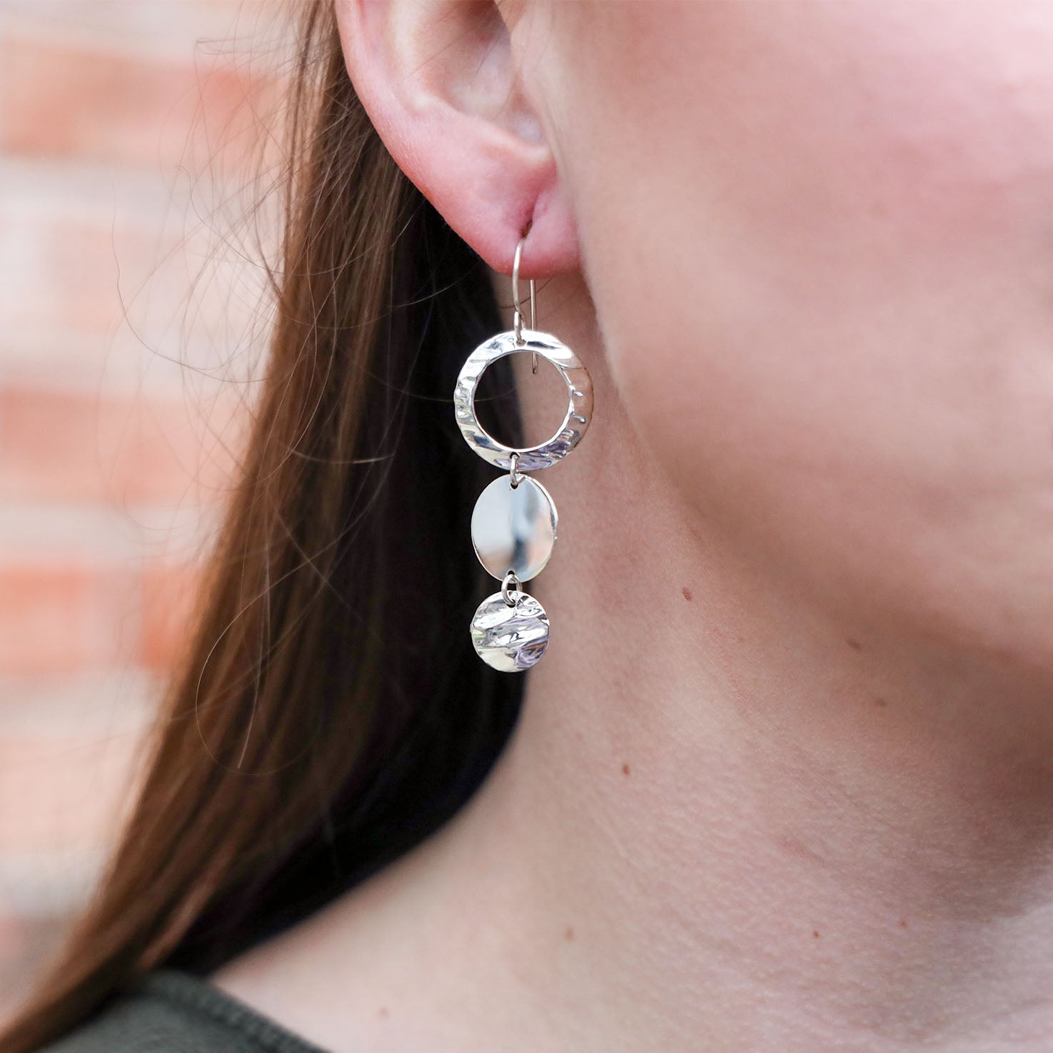 Sterling Silver Disk-ette Dangle Earrings