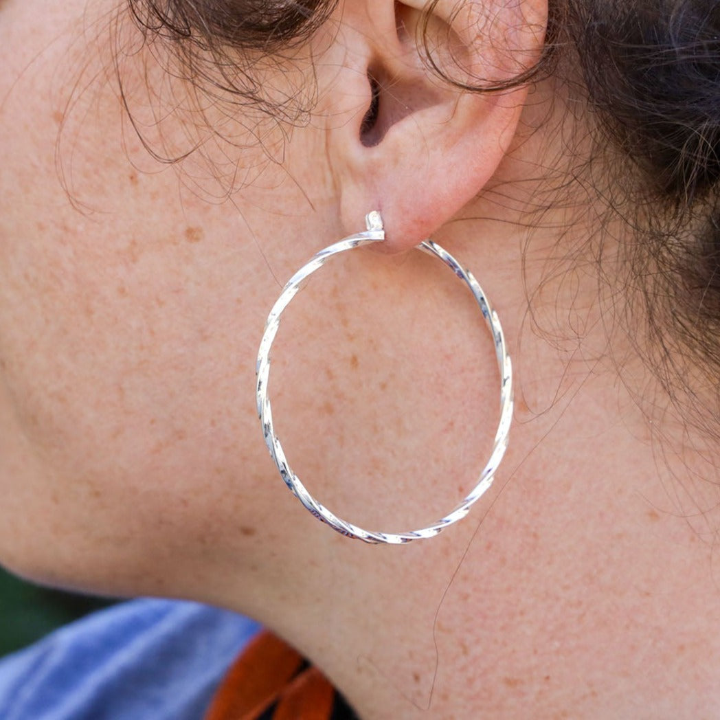 Sterling Silver Large 2.5" Hoop Earrings