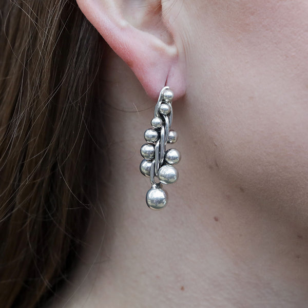 Sterling Silver Intertwined Spheres Earrings