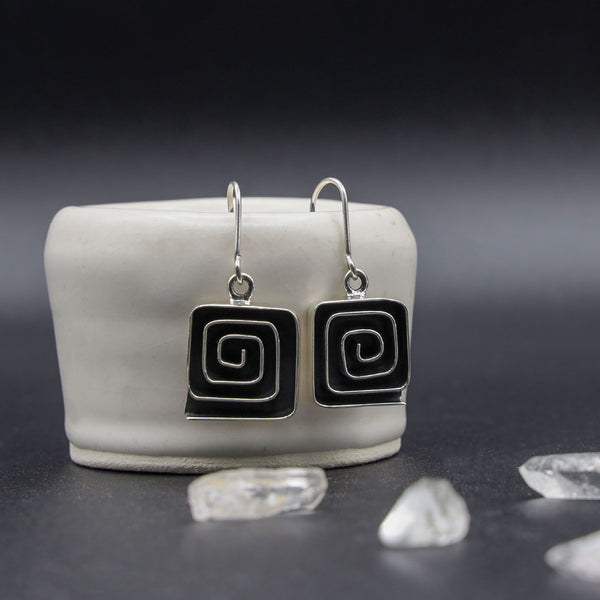 Sterling Silver Square Spiral Earrings