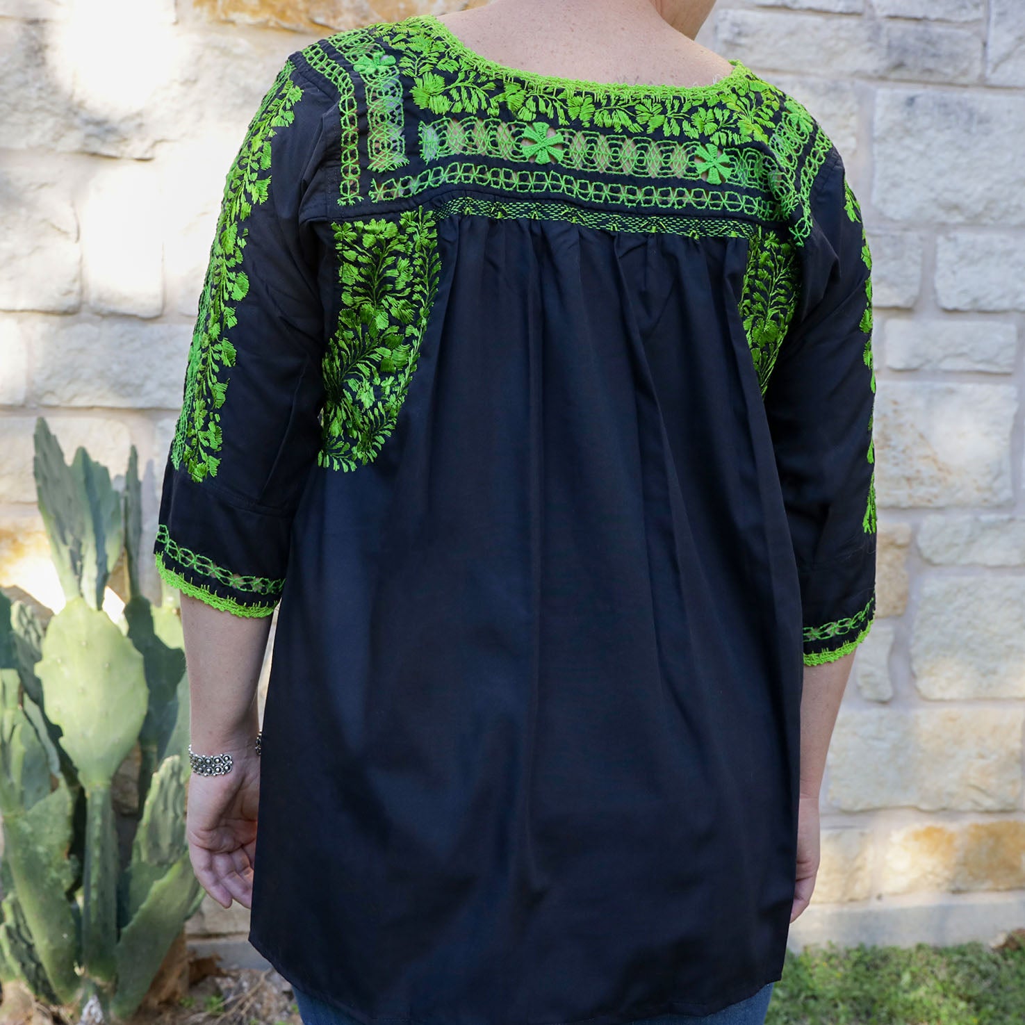 Sophia Hand-Embroidered Short Sleeve Blouse