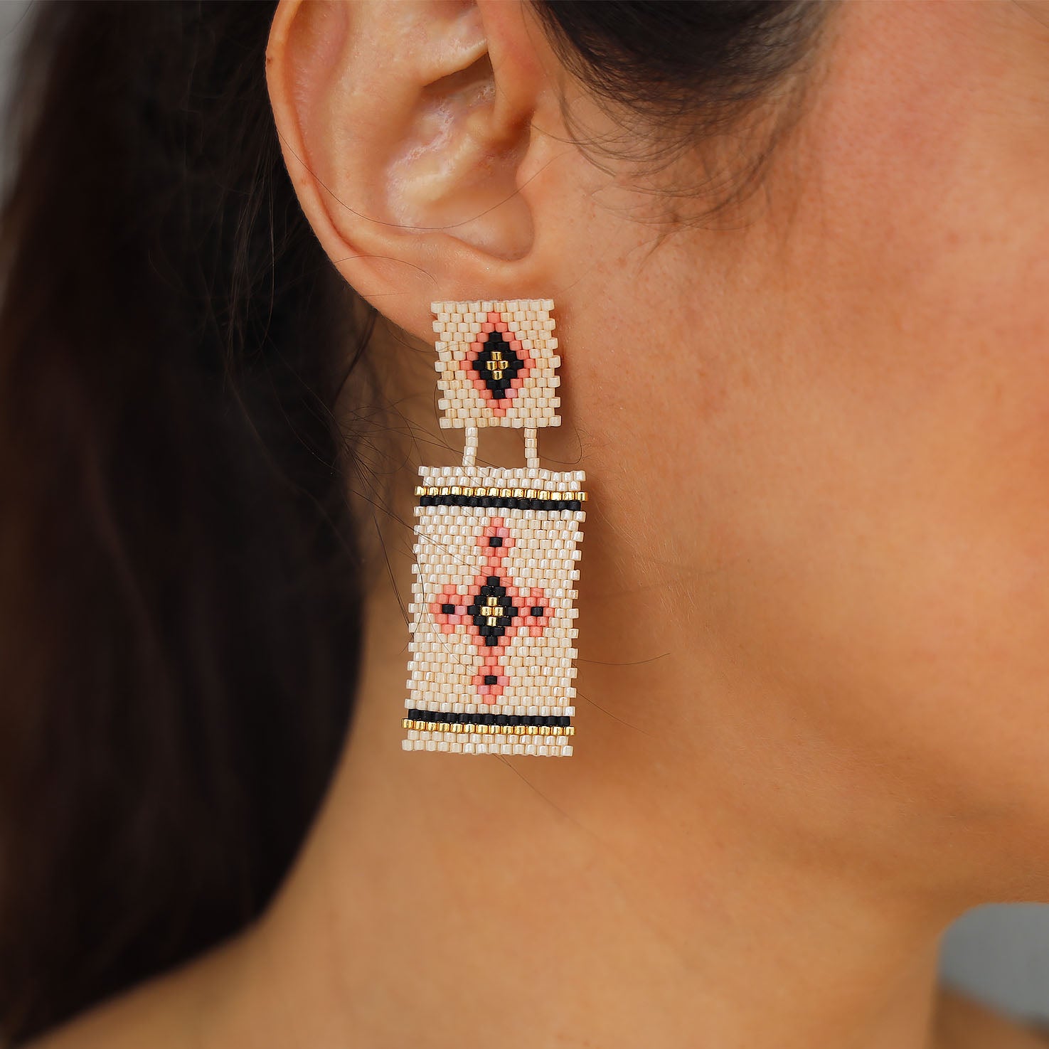 Viyeríca Wixárika Beaded Square Earrings