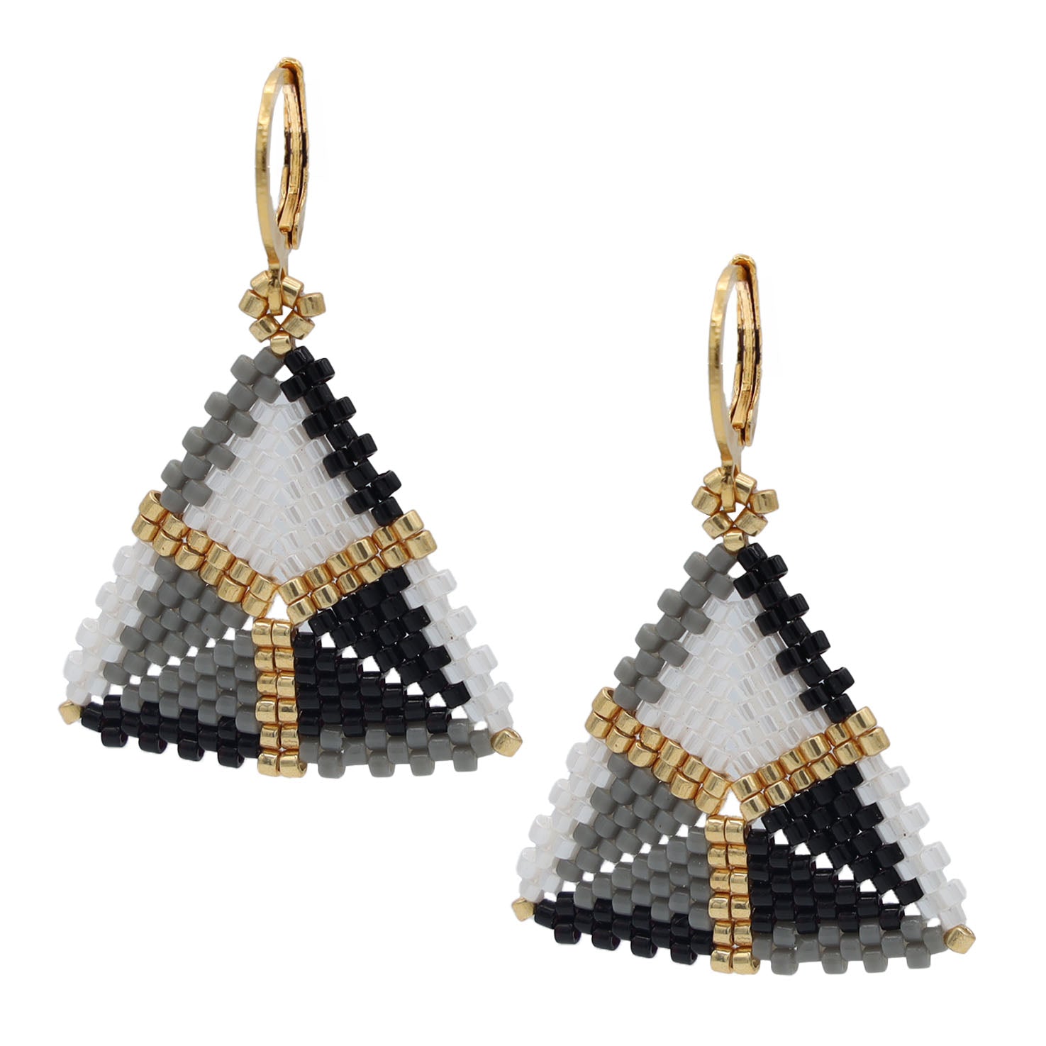 Táu Wixárika Triangle Beaded Earrings