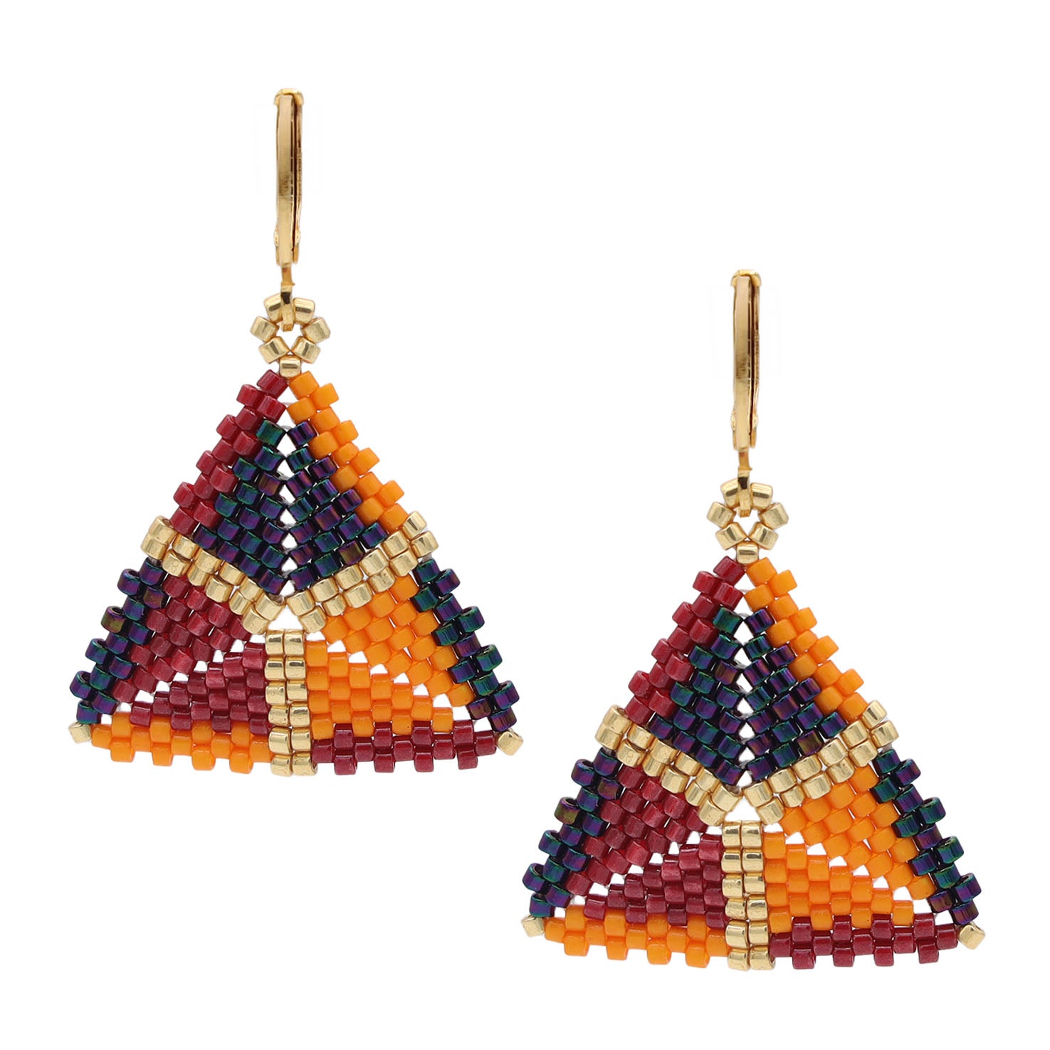 Táu Wixárika Triangle Beaded Earrings