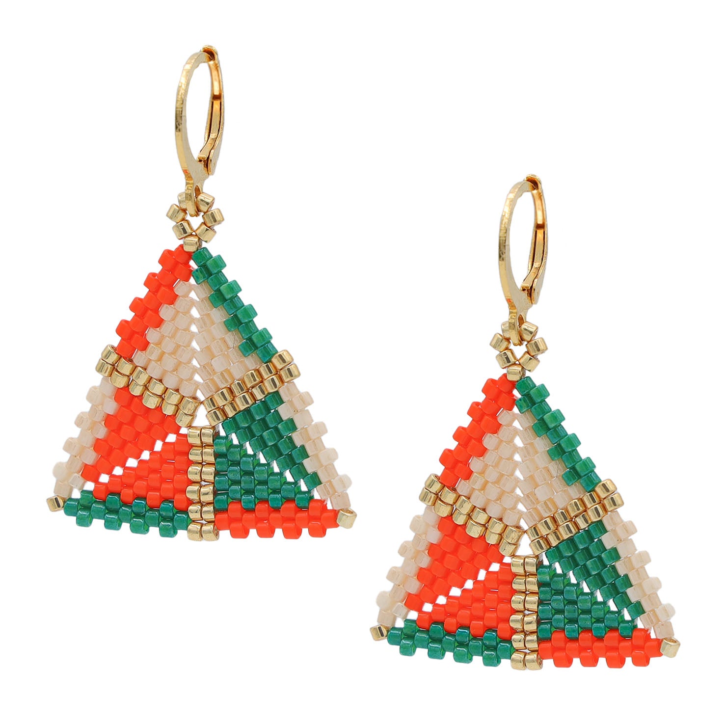 Táu Wixárika Triangle Beaded Earrings