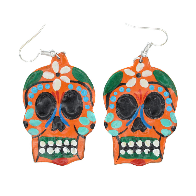 Hand-Painted Sugar Skull Calavera Earrings