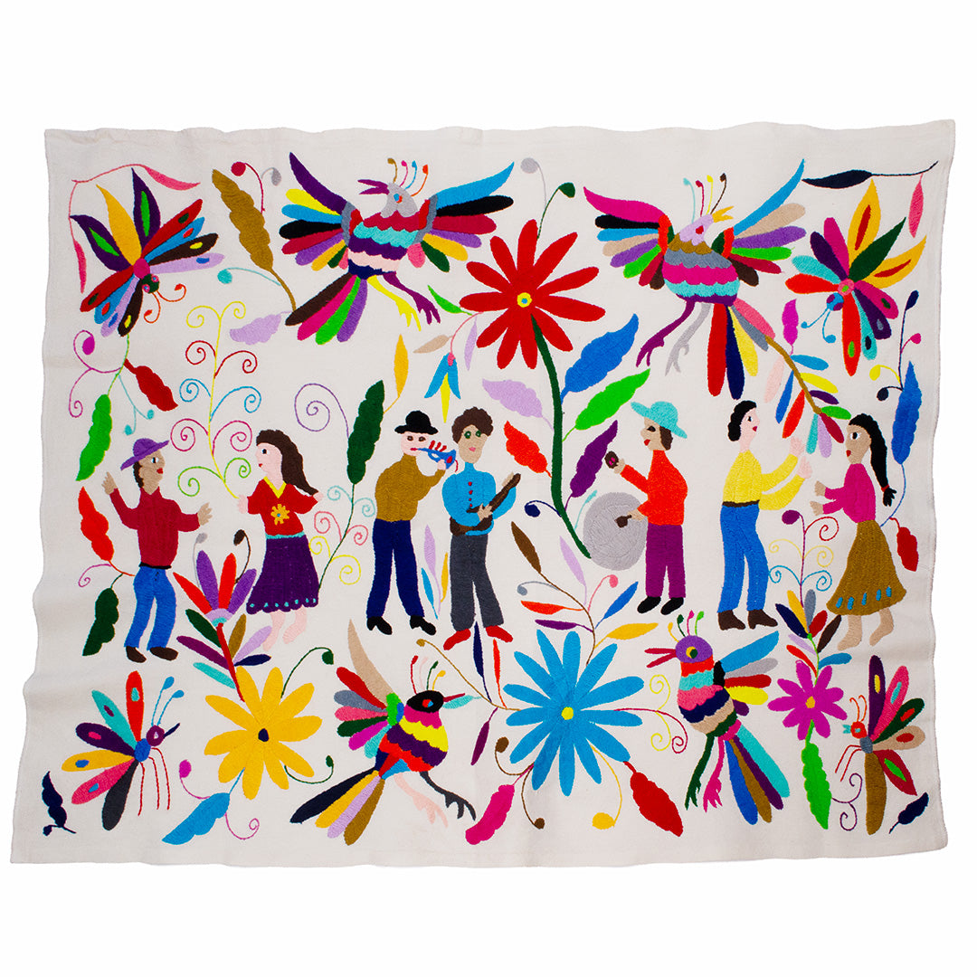 El Baile Otomí Hand-Embroidered Tapestry