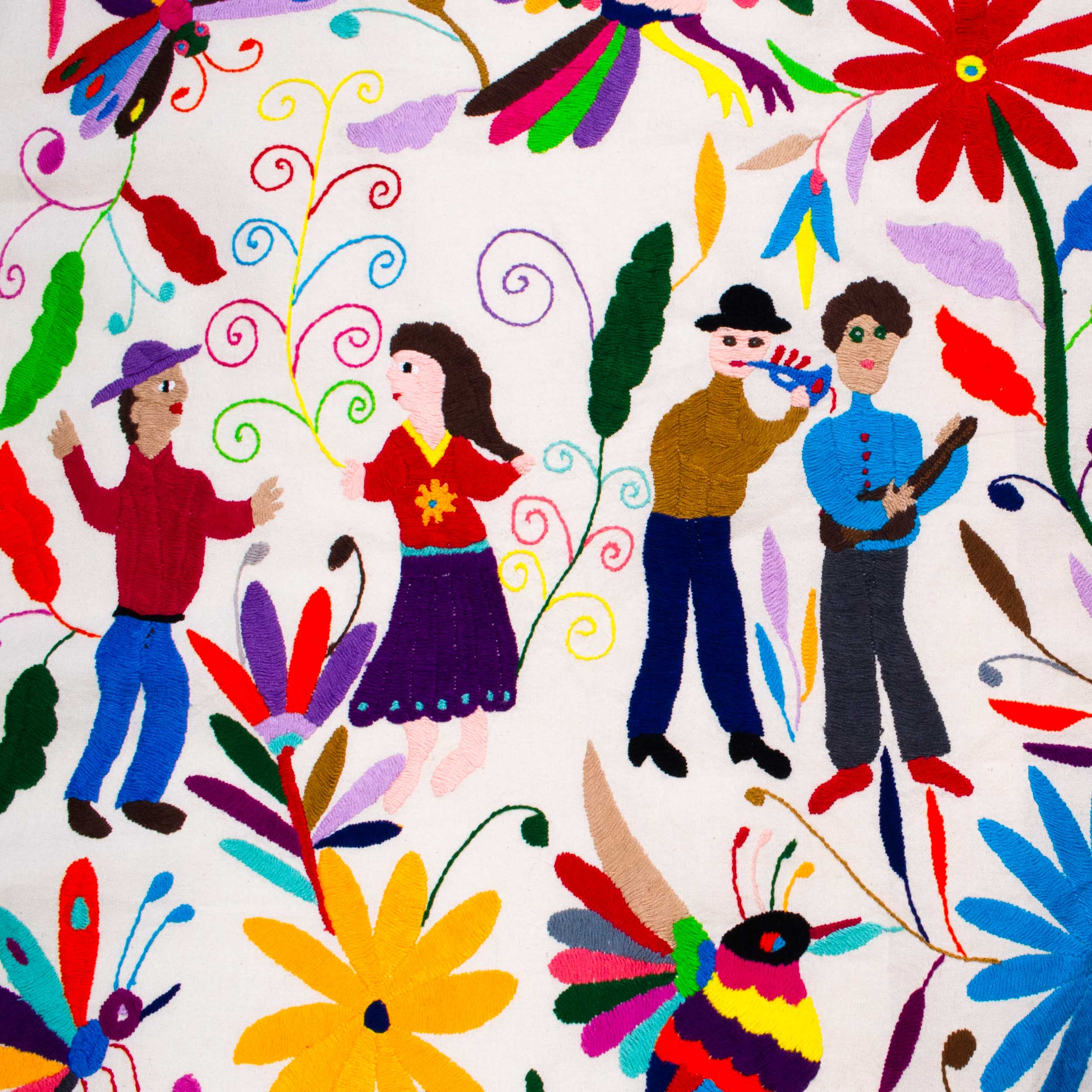El Baile Otomí Hand-Embroidered Tapestry