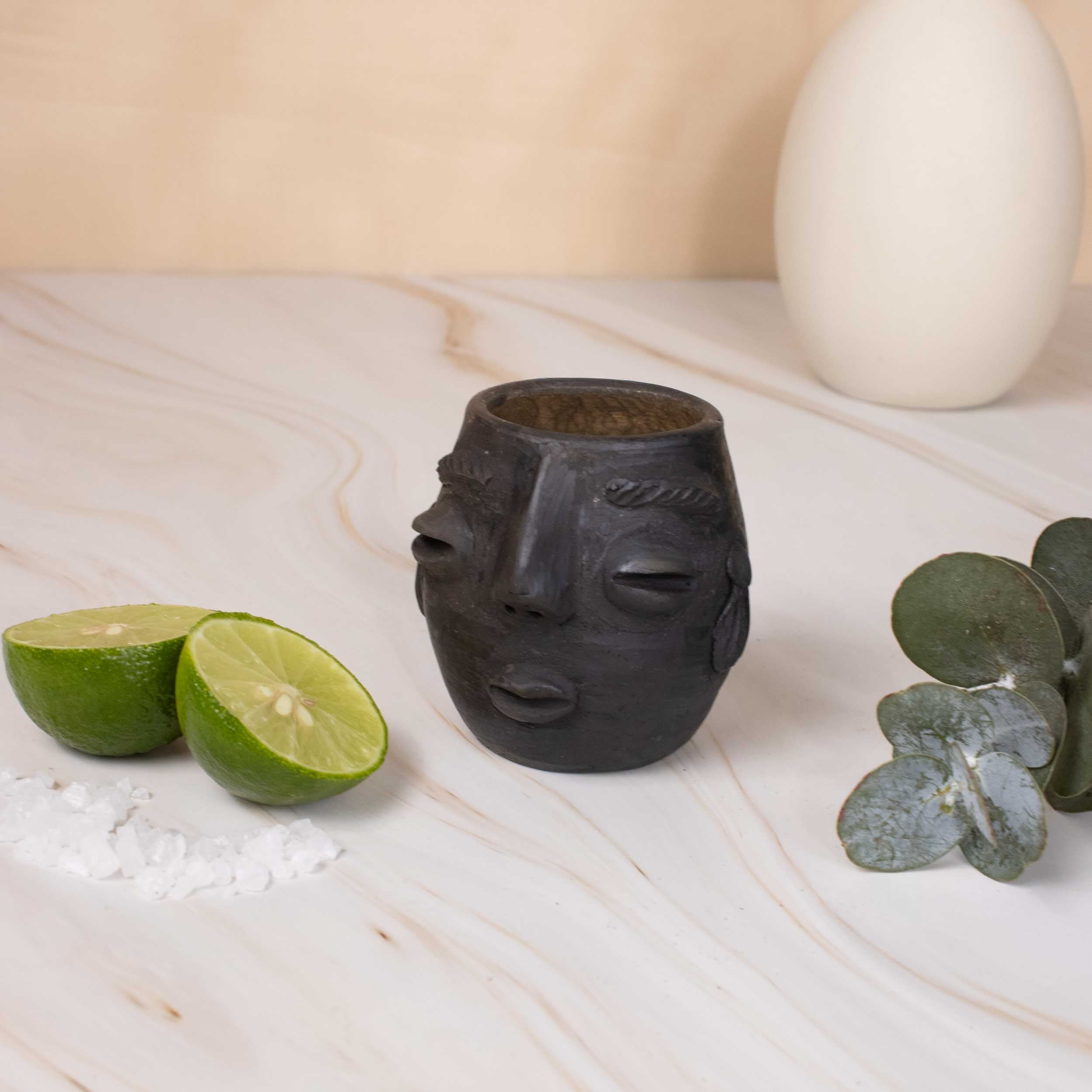 Atzompa Portrait Face Clay Mezcal Shot Glass