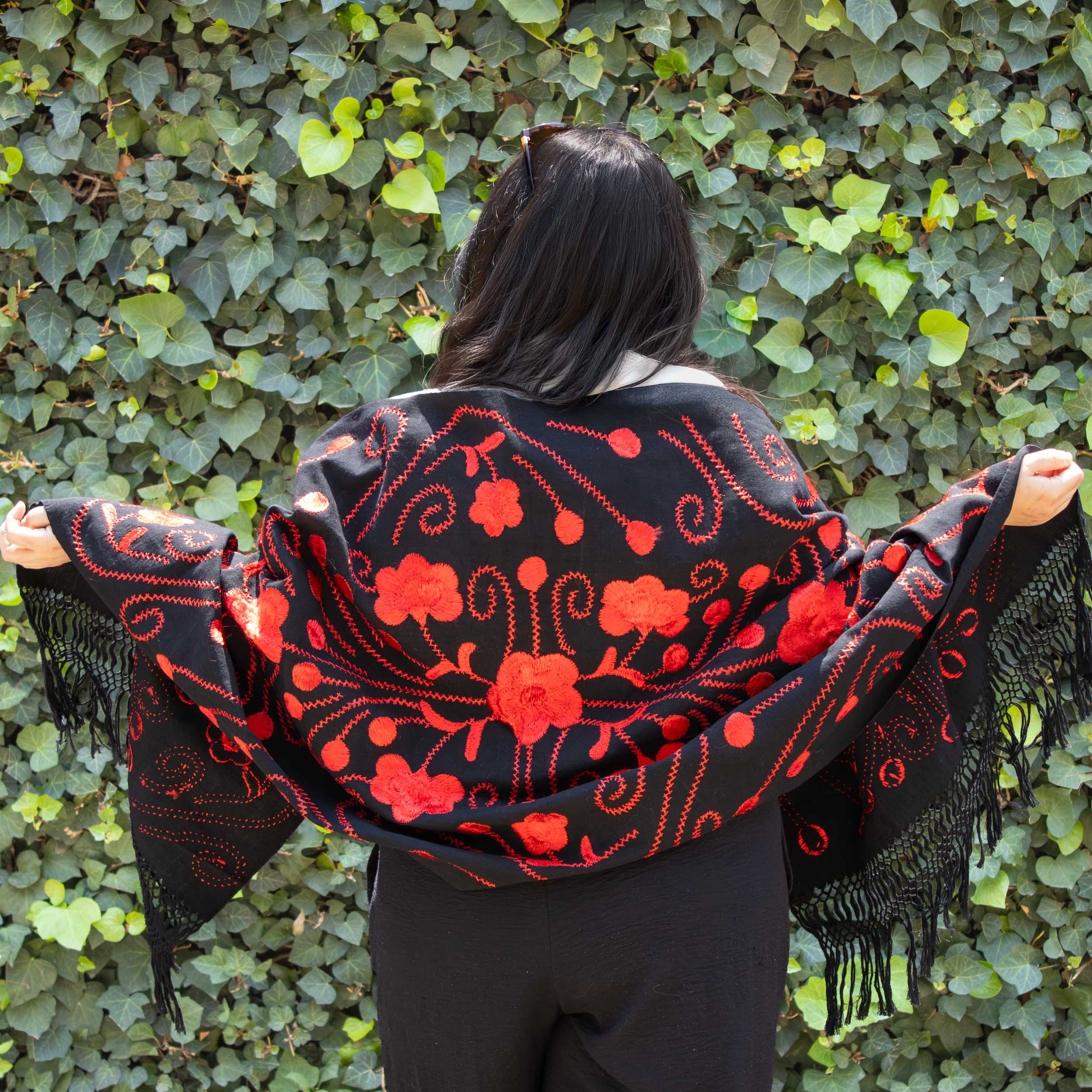 Floral Embroidery Rebozo