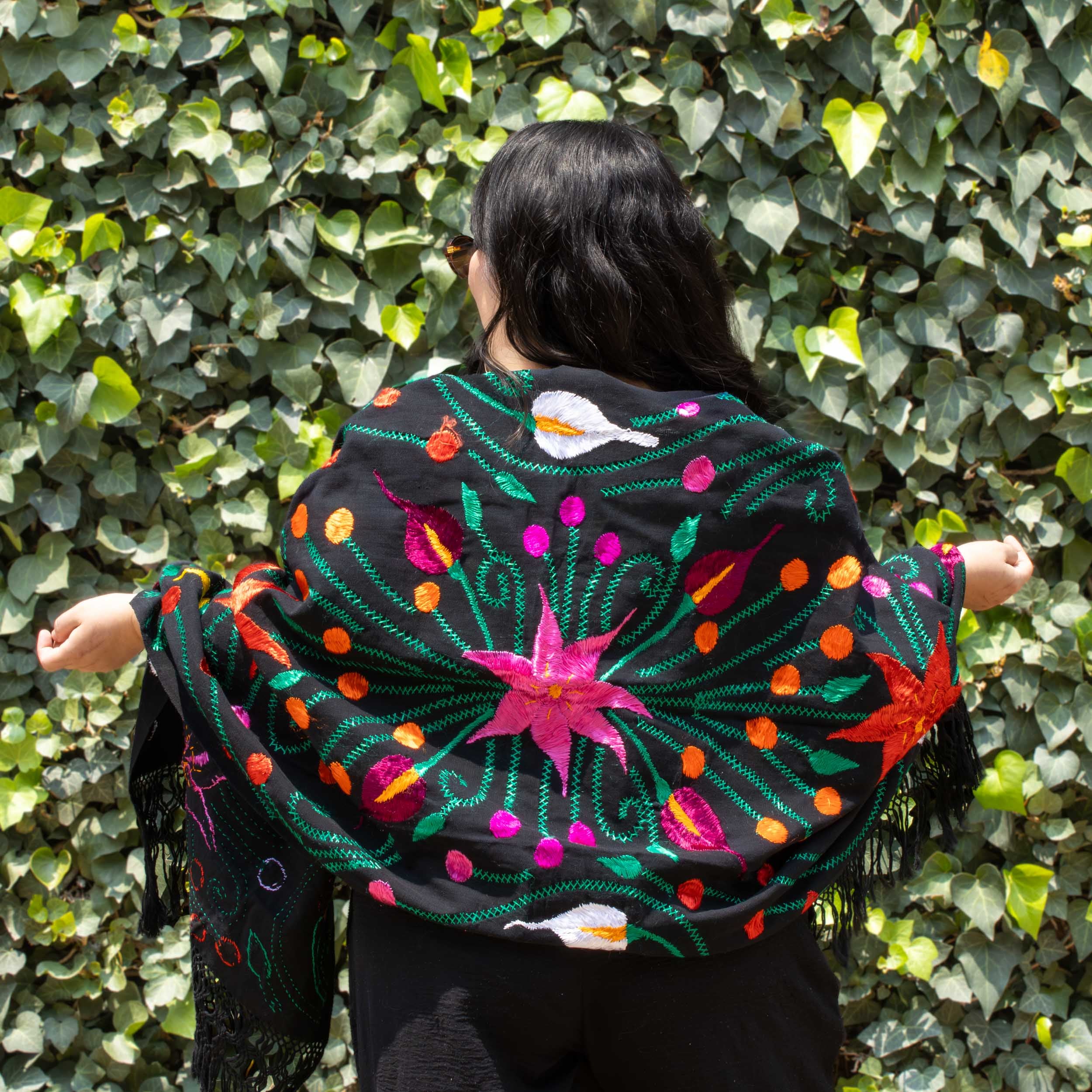 Floral Embroidery Rebozo