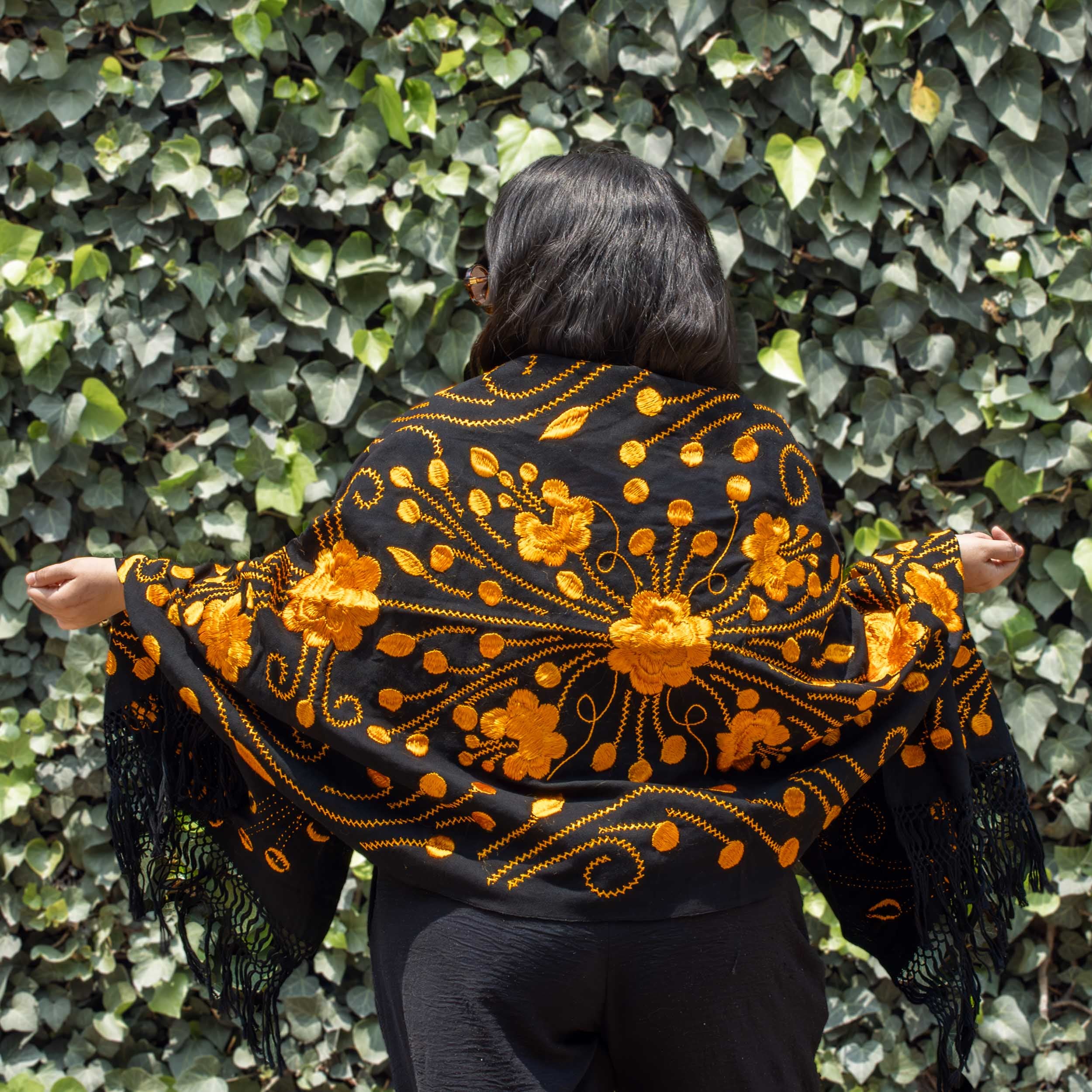 Floral Embroidery Rebozo
