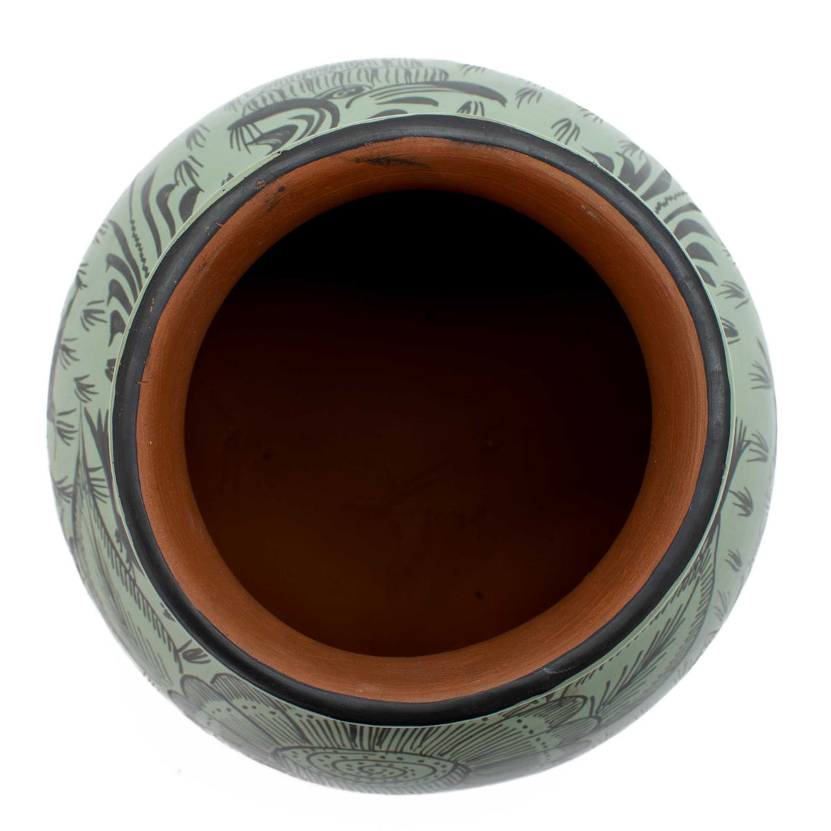 Huancito Hand-Painted Short Medium Pistachio Floral Vase
