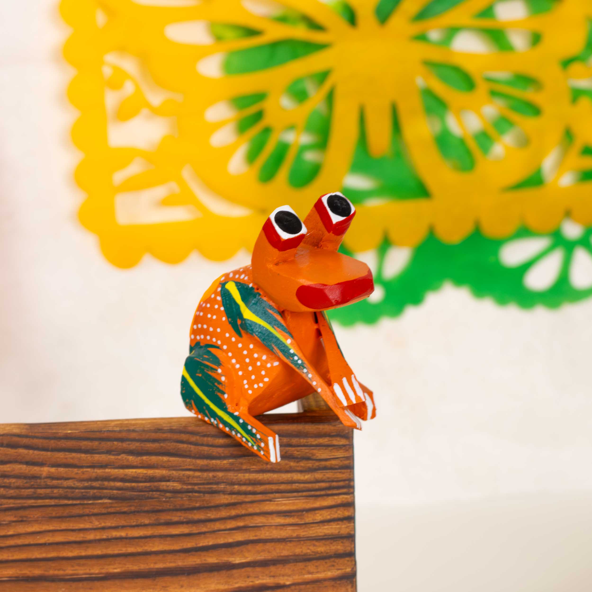 Hand Painted Frog Wooden Figurine Alebrije