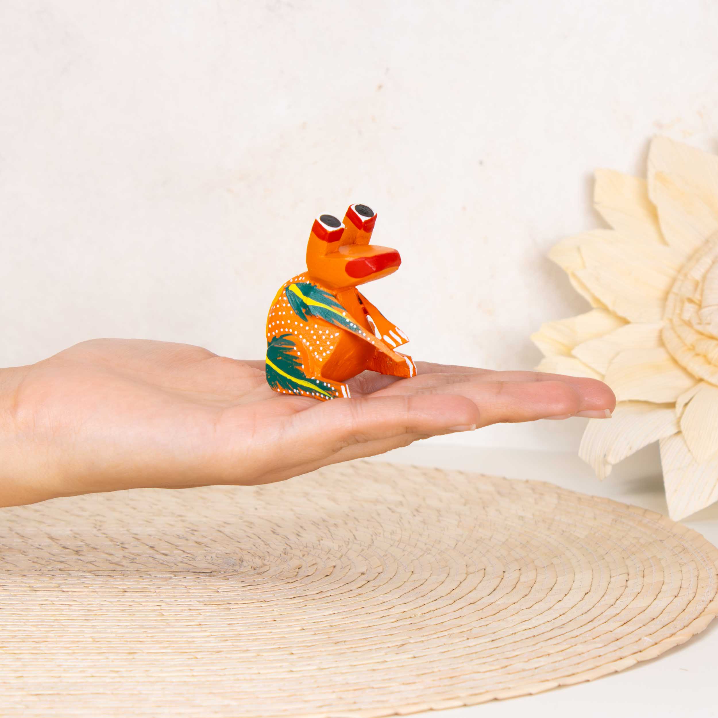 Hand Painted Frog Wooden Figurine Alebrije