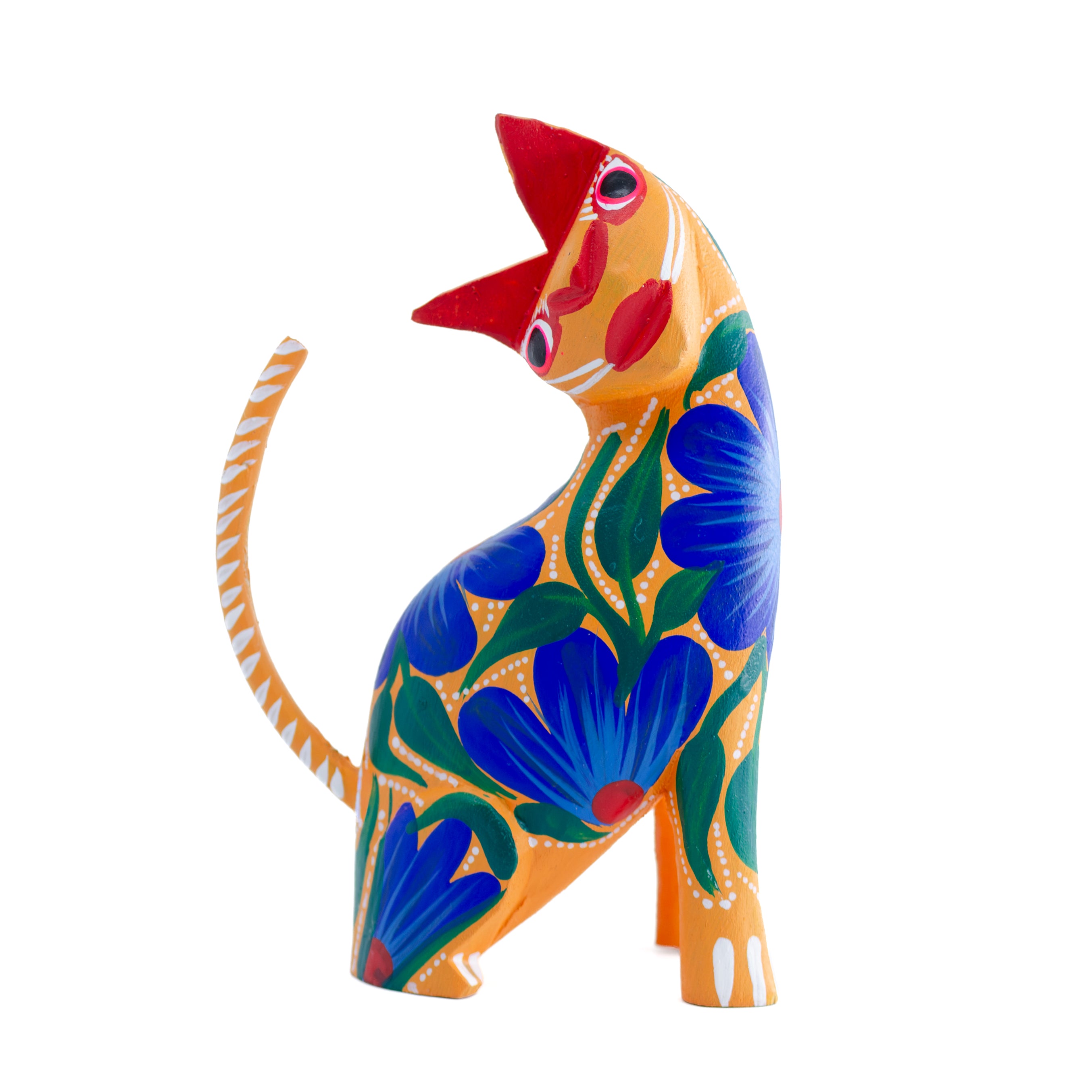 Hand Painted Neck Side Bend Cat | Lolo Mexican Mercadito