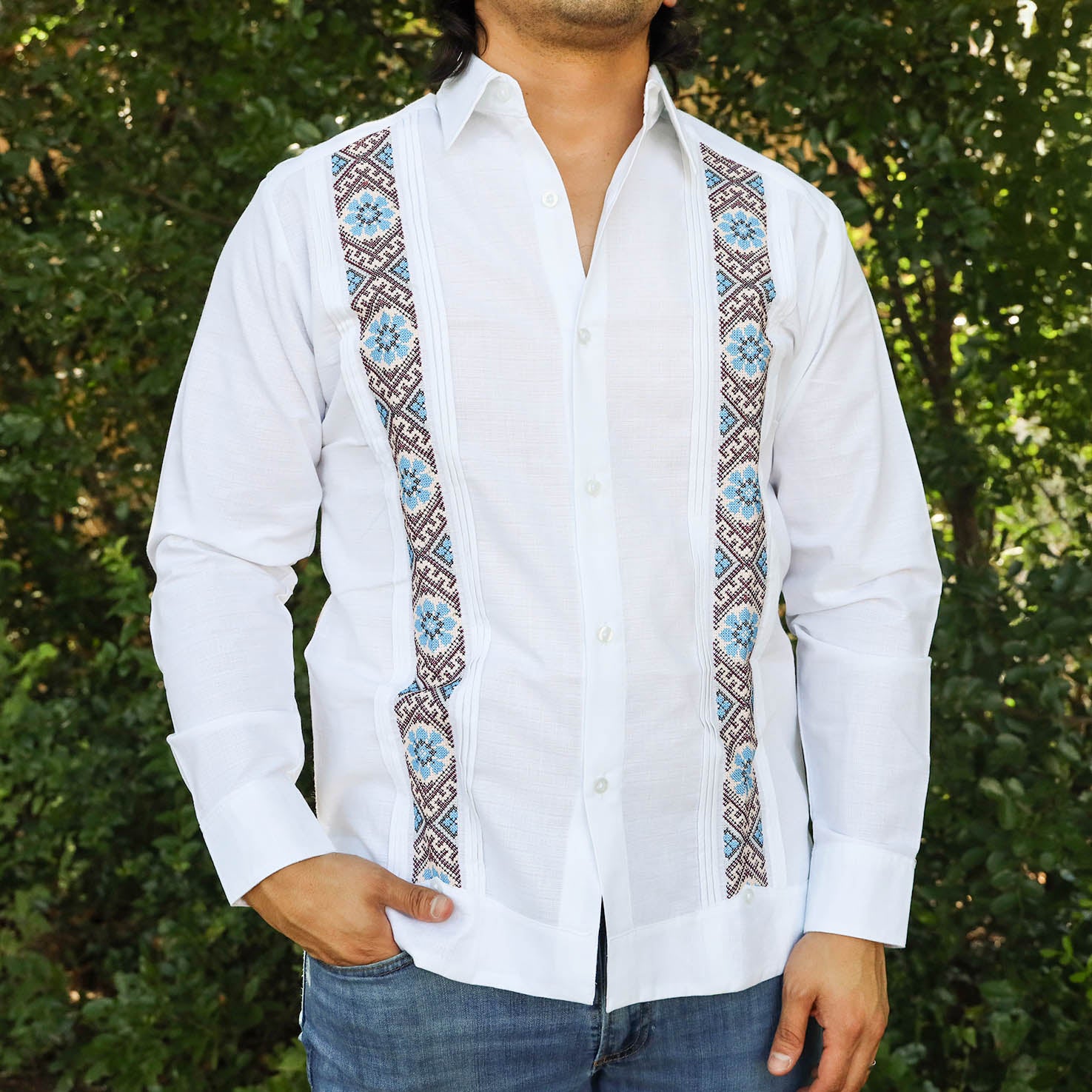 Caminos Embroidered Guayabera