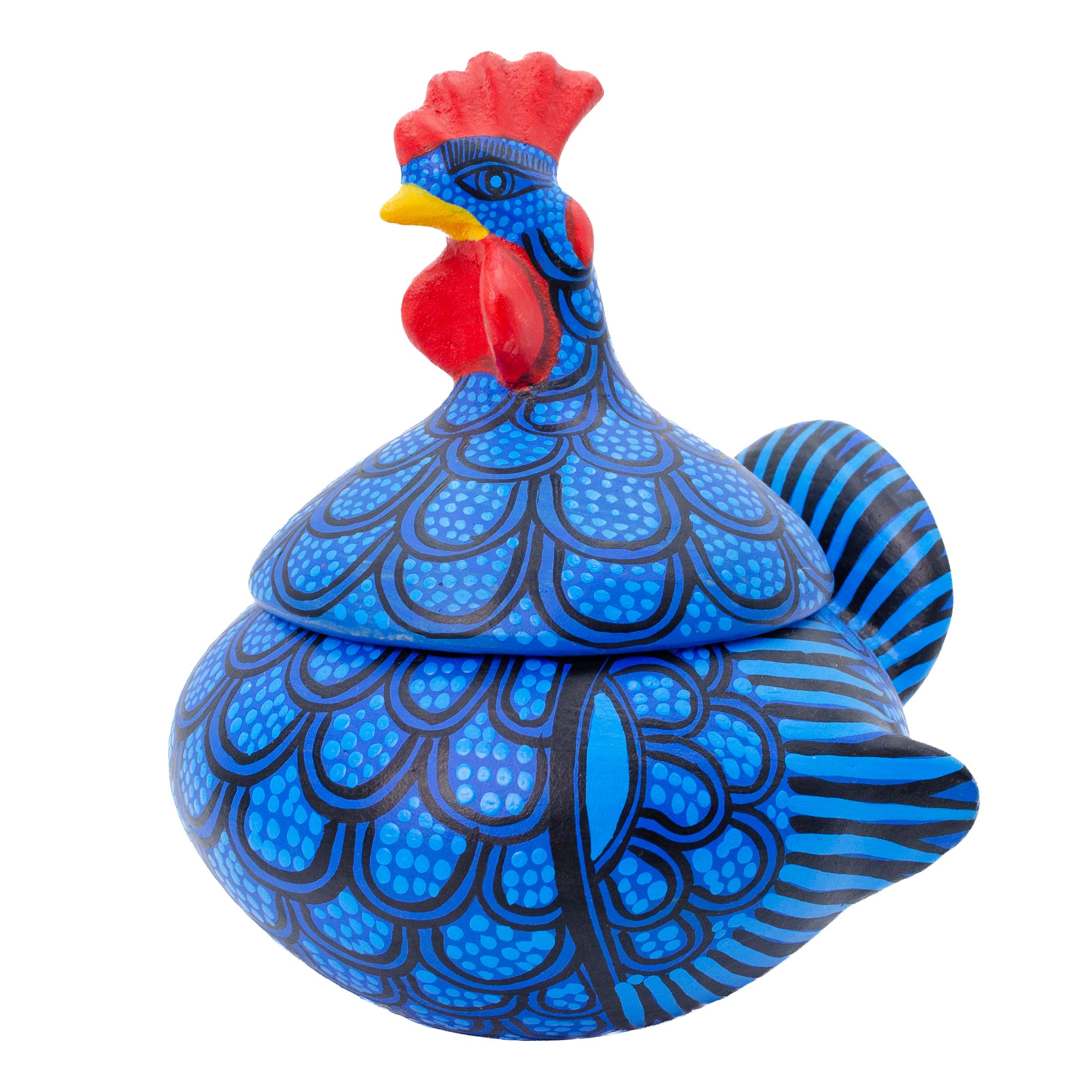 Hand Painted Clay Chicken Bowl with Lid