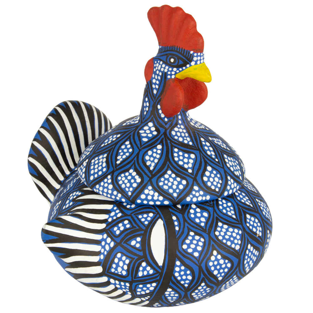 Hand Painted Clay Chicken Bowl with Lid