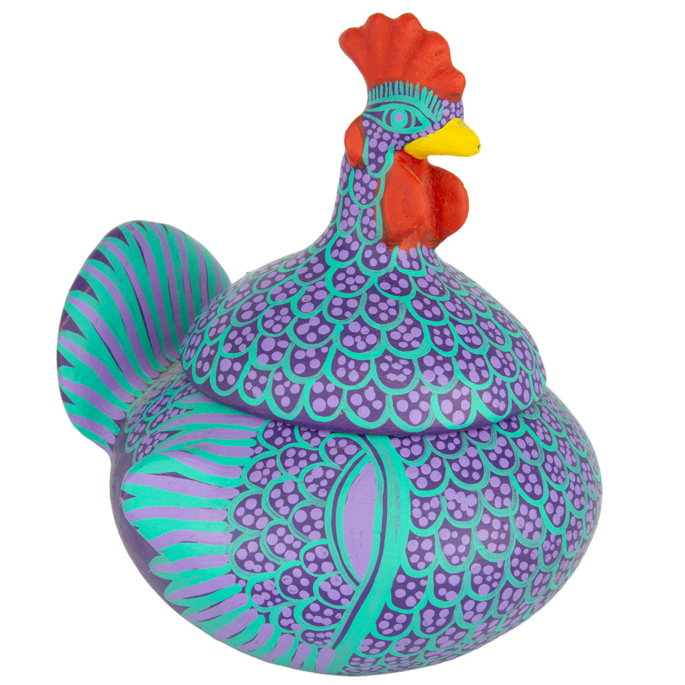 Hand Painted Clay Chicken Bowl with Lid