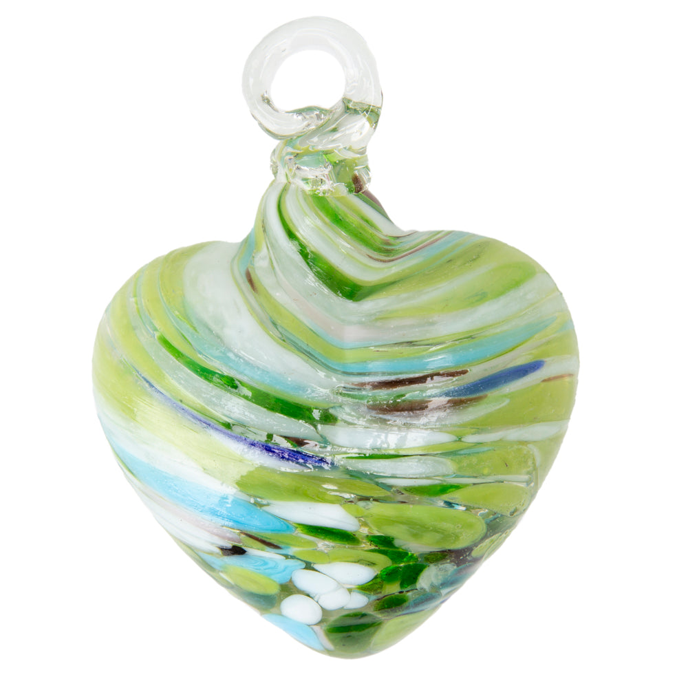 Tonalá Multicolor Blown Glass Hanging Heart Ornament