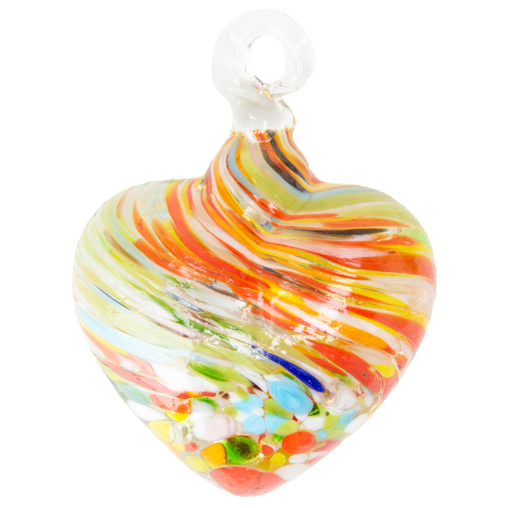 Tonalá Multicolor Blown Glass Hanging Heart Ornament