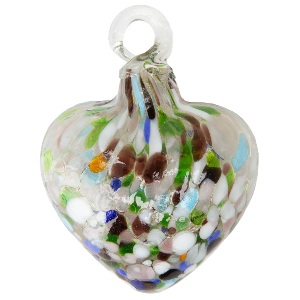 Tonalá Multicolor Blown Glass Hanging Heart Ornament