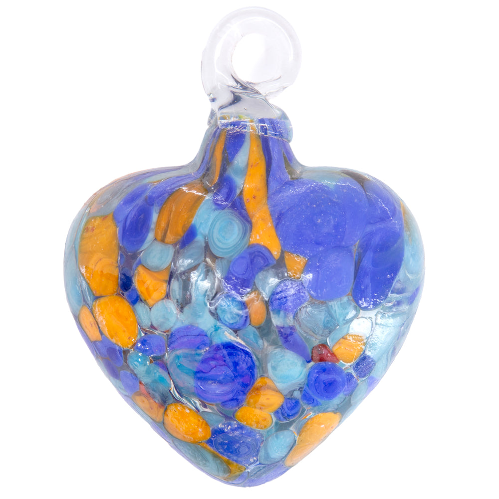 Tonalá Multicolor Blown Glass Hanging Heart Ornament