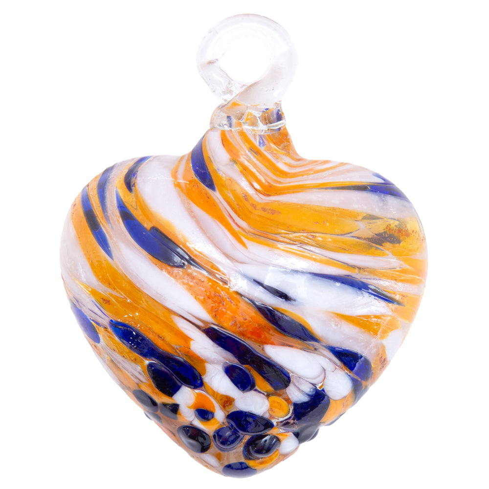 Tonalá Multicolor Blown Glass Hanging Heart Ornament