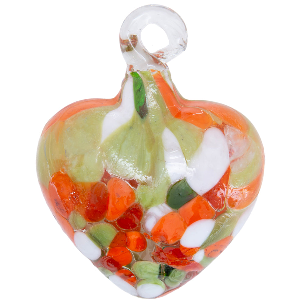 Tonalá Multicolor Blown Glass Hanging Heart Ornament