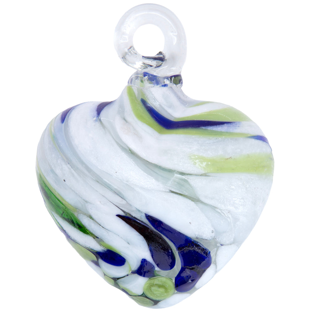 Tonalá Multicolor Blown Glass Hanging Heart Ornament