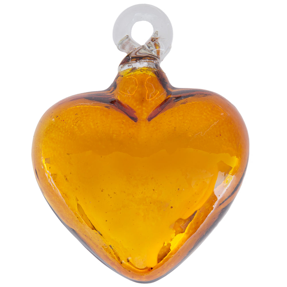 Tonalá Solid Blown Glass Hanging Heart Ornament